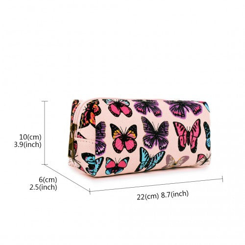 PC-B - Miss Lulu Canvas Pencil Case Butterfly Pink