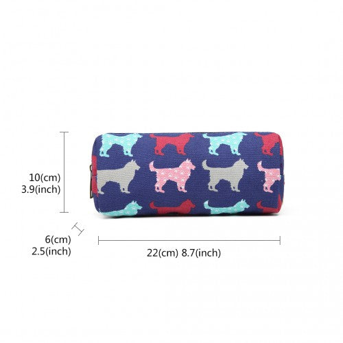 PC - Miss Lulu Canvas Pencil Case Dog Navy