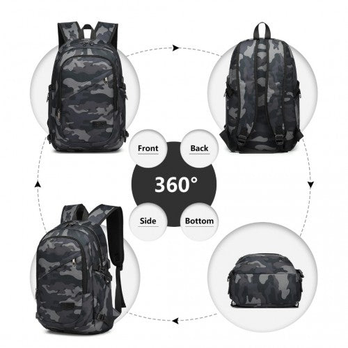 E6715 - Kono Business Laptop Backpack with USB Charging Port - Camo