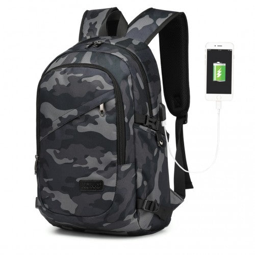 E6715 - Kono Business Laptop Backpack with USB Charging Port - Camo