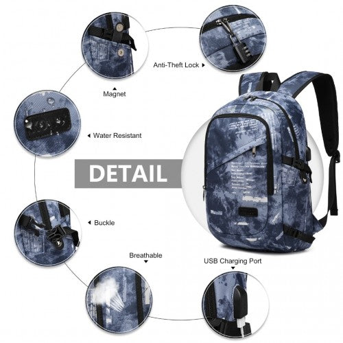 E6715 - Kono Business Laptop Backpack with USB Charging Port - Cloudy Blue