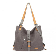 E6850-1 - Kono Casual Canvas Dual-Use Bag Large Capacity Shoulder Bag and Backpack - Grey