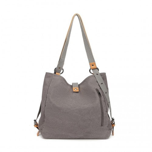 E6850-1 - Kono Casual Canvas Dual-Use Bag Large Capacity Shoulder Bag and Backpack - Grey