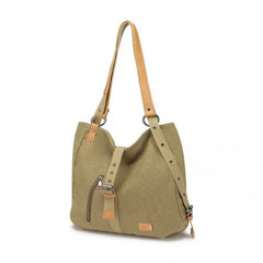 E6850-1 - Kono Casual Canvas Dual-Use Bag Large Capacity Shoulder Bag and Backpack - Khaki