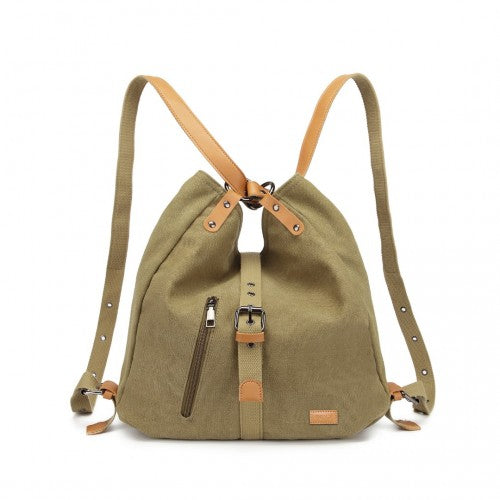 E6850-1 - Kono Casual Canvas Dual-Use Bag Large Capacity Shoulder Bag and Backpack - Khaki