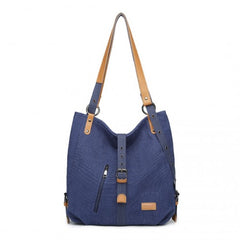 E6850-1 - Kono Casual Canvas Dual-Use Bag Large Capacity Shoulder Bag and Backpack - Navy