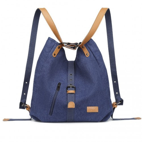 E6850-1 - Kono Casual Canvas Dual-Use Bag Large Capacity Shoulder Bag and Backpack - Navy