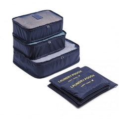 E6874-1 - Kono 6 Piece Polyester Travel Luggage Organiser Bag Set - Navy