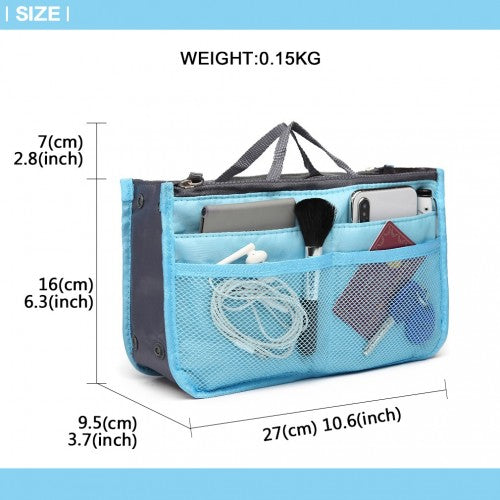 E6876 - Miss Lulu Folding Nylon Handbag Organiser - Blue