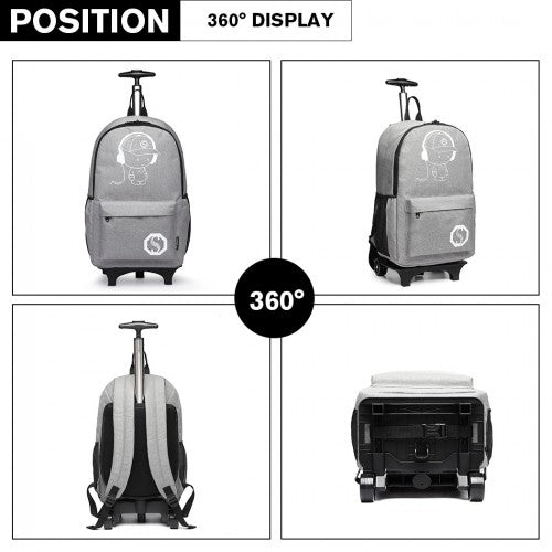 E6877 - Kono Multi-functional Glow-in-the-Dark Trolley Backpack - Grey