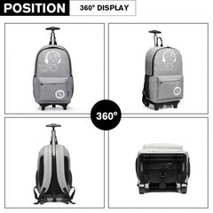 E6877 - Kono Multi-functional Glow-in-the-Dark Trolley Backpack - Grey