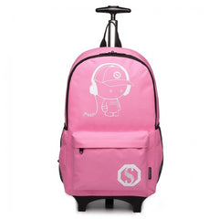 E6877 - Kono Multi-functional Glow-in-the-Dark Trolley Backpack - Pink