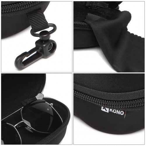 G4042 - Kono Hard Shell Zipper Sunglasses Case - Black