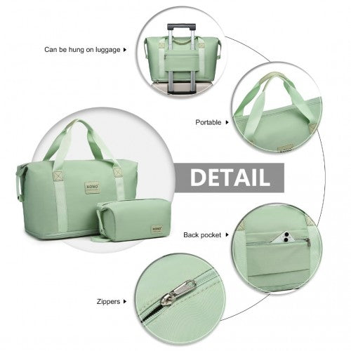 EA2212 - Kono Two Pieces Expandable Durable Waterproof Travel Duffel Bag Set - Green