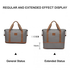 EA2212 - Kono Two Pieces Expandable Durable Waterproof Travel Duffel Bag Set - Grey And Brown