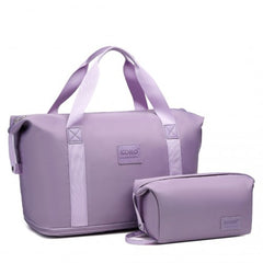 EA2212 - Kono Two Pieces Expandable Durable Waterproof Travel Duffel Bag Set - Purple