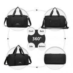 EA2305 - Kono Waterproof Duffel Bag Lightweight Sports Gym Bag With Shoes Compartment - Black