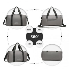 EA2305 - Kono Waterproof Duffel Bag Lightweight Sports Gym Bag With Shoes Compartment - Grey