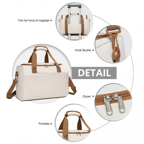 EA2321 - Kono Spacious Travel Storage Bag Handbag - Cream