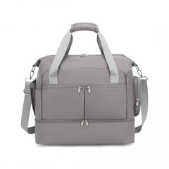 EA2348 - Kono Waterproof Multi-Pocket Travel Duffel Bag Set With Dedicated Shoe Compartment - Grey