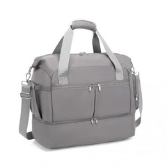 EA2348 - Kono Waterproof Multi-Pocket Travel Duffel Bag Set With Dedicated Shoe Compartment - Grey