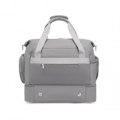 EA2348 - Kono Waterproof Multi-Pocket Travel Duffel Bag Set With Dedicated Shoe Compartment - Grey