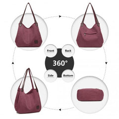 EB2040L - Kono Canvas Shoulder Tote Bag - Claret