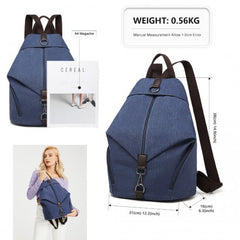 EB2044 - Kono Fashion Anti-Theft Canvas Backpack - Navy