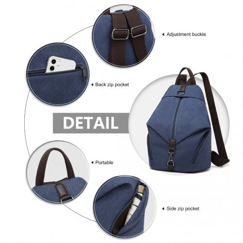 EB2044 - Kono Fashion Anti-Theft Canvas Backpack - Navy