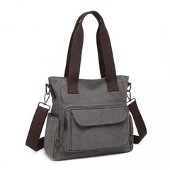 EB2125 - Kono Large Capacity Multi Compartment Canvas Crossbody Tote Bag - Grey