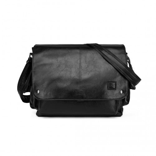 EB2127 - Kono Casual Leather Men's Large Capacity Shoulder Bag - Black