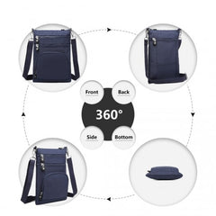 EB2228 - Kono Casual Multi Pocket RFID Blocking Cross body Bag - Navy