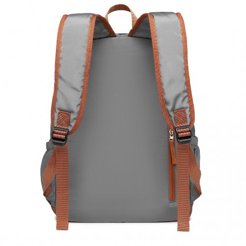 EB2325 - Kono Contrasting Colors Waterproof Casual Backpack With Laptop Compartment - Grey