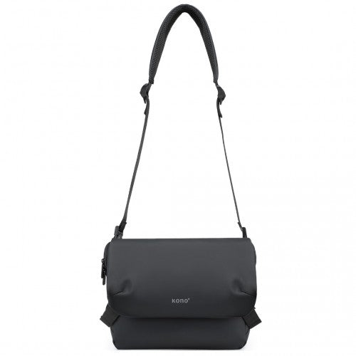 EB2340 - KONO Modern PVC Coated Water-Resistant Crossbody With Versatile Carrying Options - Black