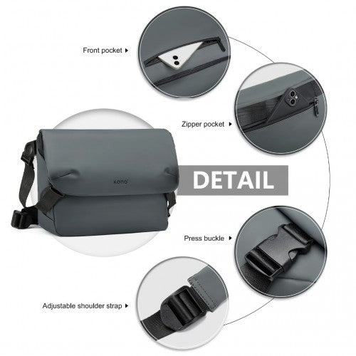 EB2340 - KONO Modern PVC Coated Water-Resistant Crossbody With Versatile Carrying Options - Grey