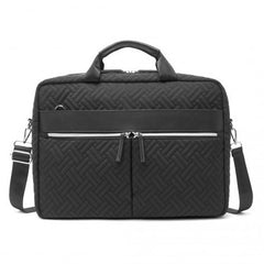 EG2343 - Kono Water-Repellent Elegant Quilted Laptop Bag - Black