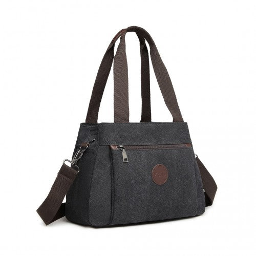 EH2045 - Kono Canvas Multi-Functional Cross Body Bag - Black