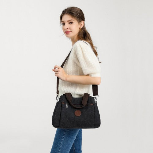 EH2045 - Kono Canvas Multi-Functional Cross Body Bag - Black