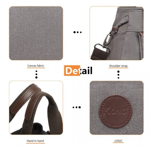 EH2045 - Kono Canvas Multi-Functional Cross Body Bag - Grey