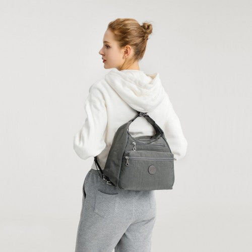 EH2063 - Kono Three Way Multipurpose Casual Shoulder Bag With Double Zippers - Grey