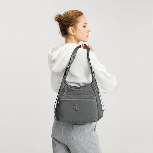 EH2063 - Kono Three Way Multipurpose Casual Shoulder Bag With Double Zippers - Grey