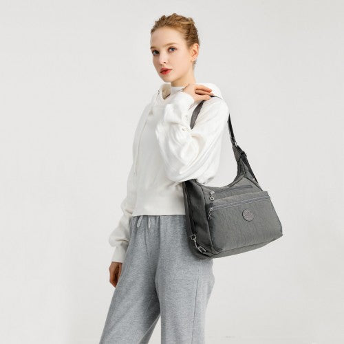 EH2063 - Kono Three Way Multipurpose Casual Shoulder Bag With Double Zippers - Grey