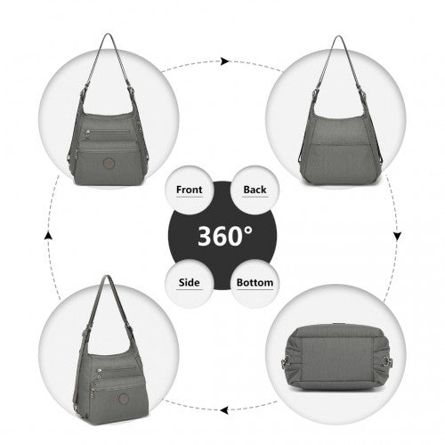 EH2063 - Kono Three Way Multipurpose Casual Shoulder Bag With Double Zippers - Grey