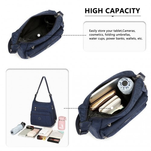 EH2063 - Kono Three Way Multipurpose Casual Shoulder Bag With Double Zippers - Navy