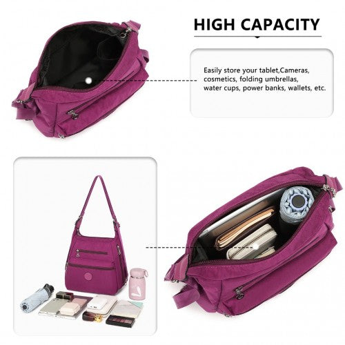 EH2063 - Kono Three Way Multipurpose Casual Shoulder Bag With Double Zippers - Purple