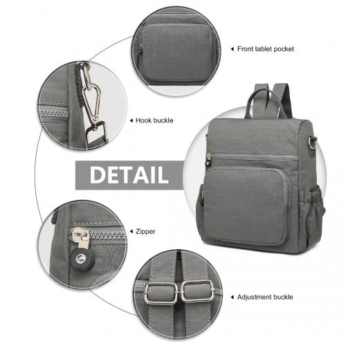 EH2107 - Kono Multi Way Anti-theft Waterproof Backpack Shoulder Bag - Grey