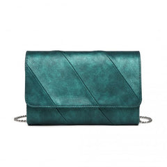 EH2257 - Miss Lulu Stylish Twill Clutch Leather Chain Evening Bag - Green