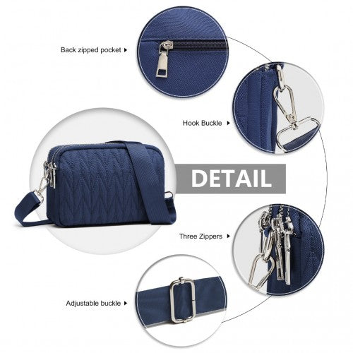 EH2258 - Kono Multi Pocket Waterproof Small Crossbody Bag - Navy