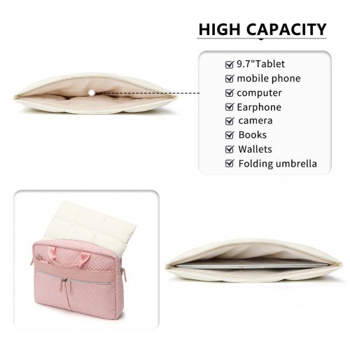 EH2359 - Kono Lightweight Magnetic Quilted Laptop Sleeve - Beige