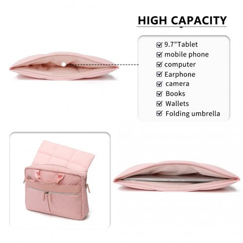 EH2359 - Kono Lightweight Magnetic Quilted Laptop Sleeve - Pink